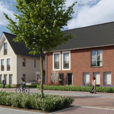 De tweekappers met garage, drie slaapkamers en zolder variëren enigszins qua indeling en uitstraling