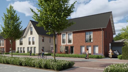 De tweekappers met garage, drie slaapkamers en zolder variëren enigszins qua indeling en uitstraling