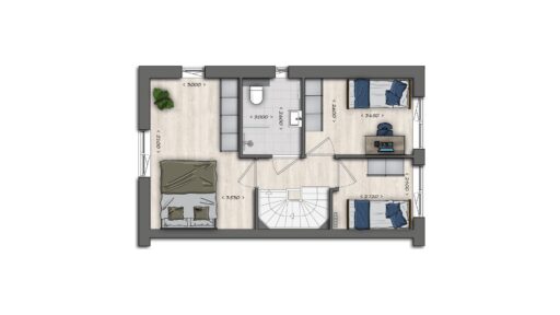Plattegrond Fase 2 Type A eerste verdieping W04 W06 en gespiegeld W01