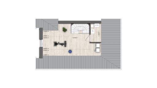 Plattegrond Fase 2 Type B tweede verdieping W03 en gespiegeld type C W08